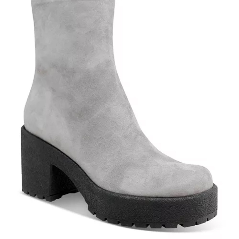 Charles David Gray Heeled Boots with Sock-Style Design SZ 36